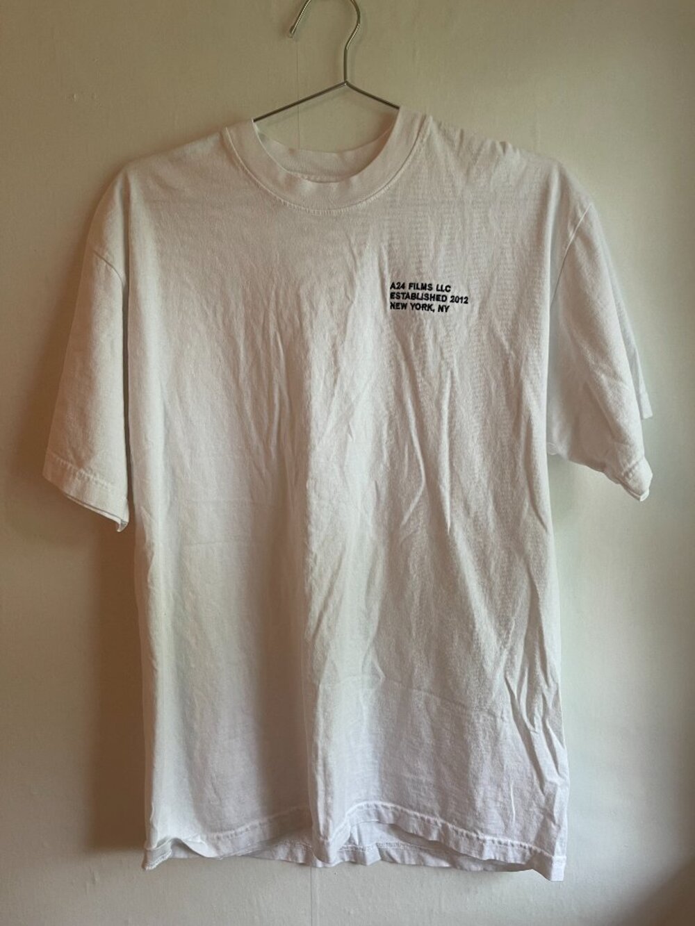 A24 Films Embroidered White/Black T-Shirt Tee Established 2012 New York Men’s M